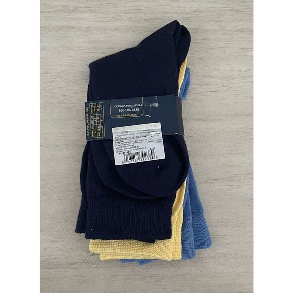 Polo Ralph Lauren Boys Size 8-9.5 Super Soft Blue Yellow Mid Crew Socks 3 Pack - Picture 2 of 5